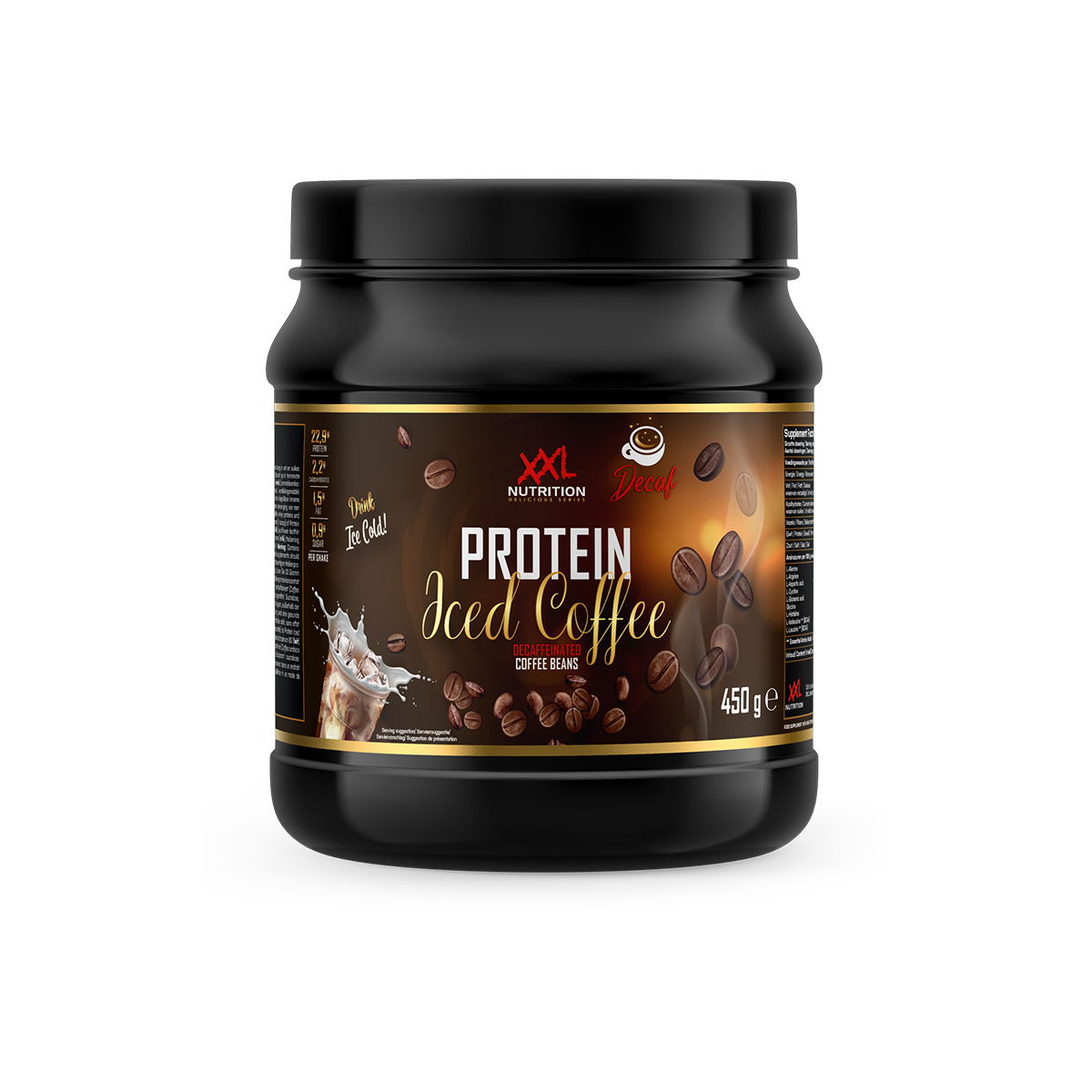 XXL Nutrition Protein Iced Coffee Regular (Decaf) 450 gram (8719881038096)
